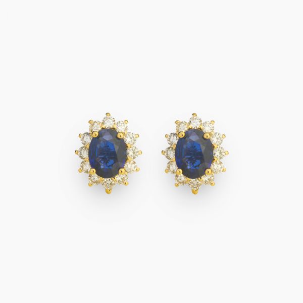 Aretes Lady Di Zafiro Azul y Diamantes - Carati Joyería