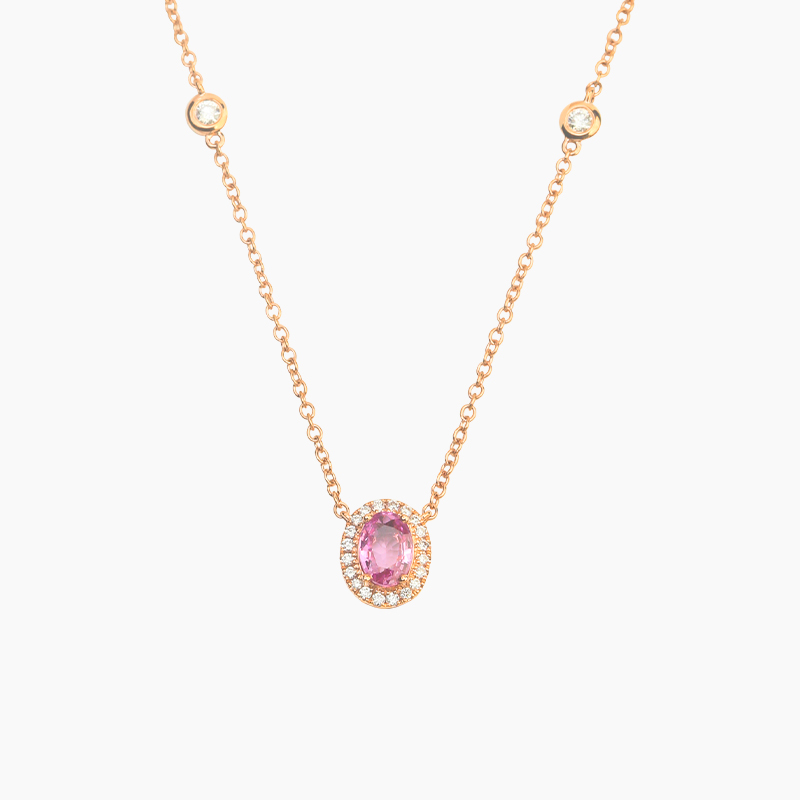 Collar Lady Di Zafiro Rosa y Diamantes - Carati Joyería